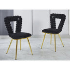Accent Chairs with Gold and Black Powder-Coated Frame, Set of 2