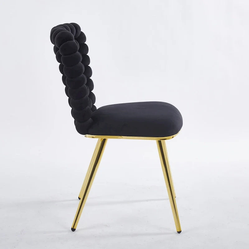 Accent Chairs with Gold and Black Powder-Coated Frame, Set of 2