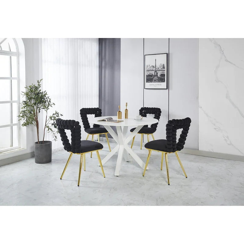 Accent Chairs with Gold and Black Powder-Coated Frame, Set of 2