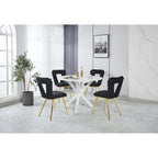 Accent Chairs with Gold and Black Powder-Coated Frame, Set of 2