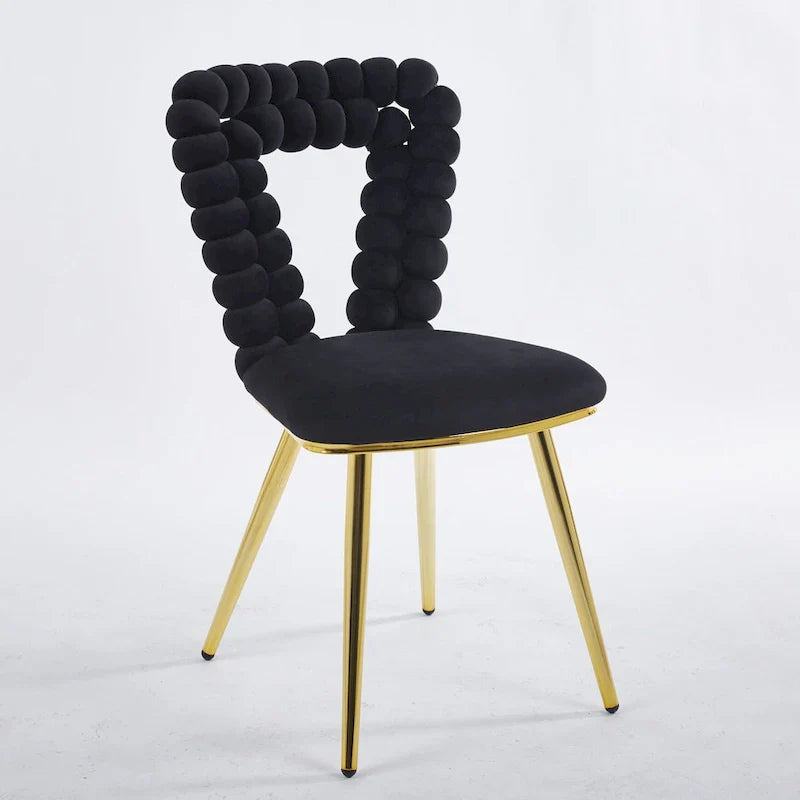 Accent Chairs with Gold and Black Powder-Coated Frame, Set of 2