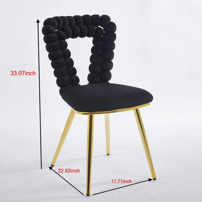 Accent Chairs with Gold and Black Powder-Coated Frame, Set of 2