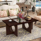 47 Rectangular Coffee Table with Tempered Glass Shelf