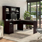 60 L-Shaped Sit-to-Stand Desk with Hutch and File Drawer