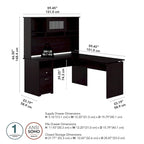 60 L-Shaped Sit-to-Stand Desk with Hutch and File Drawer