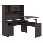 60 L-Shaped Sit-to-Stand Desk with Hutch and File Drawer