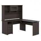 60 L-Shaped Sit-to-Stand Desk with Hutch and File Drawer