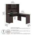 60 L-Shaped Sit-to-Stand Desk with Hutch and File Drawer