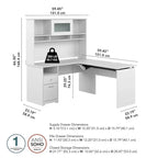 60 L-Shaped Sit-to-Stand Desk with Hutch and File Drawer
