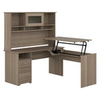 60 L-Shaped Sit-to-Stand Desk with Hutch and File Drawer
