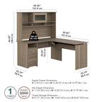 60 L-Shaped Sit-to-Stand Desk with Hutch and File Drawer