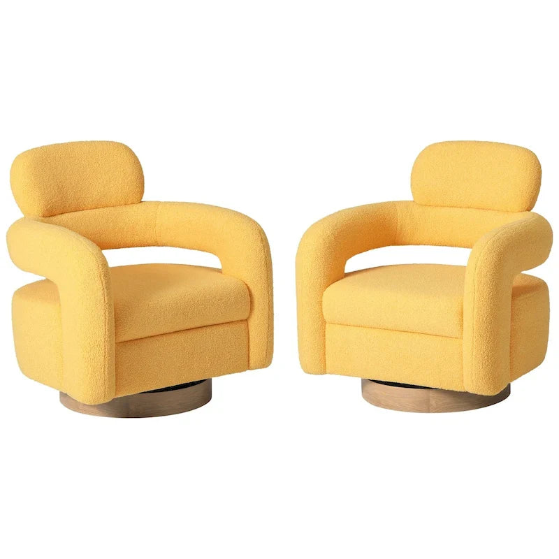 Sherpa Swivel Barrel Chair, Set of 2
