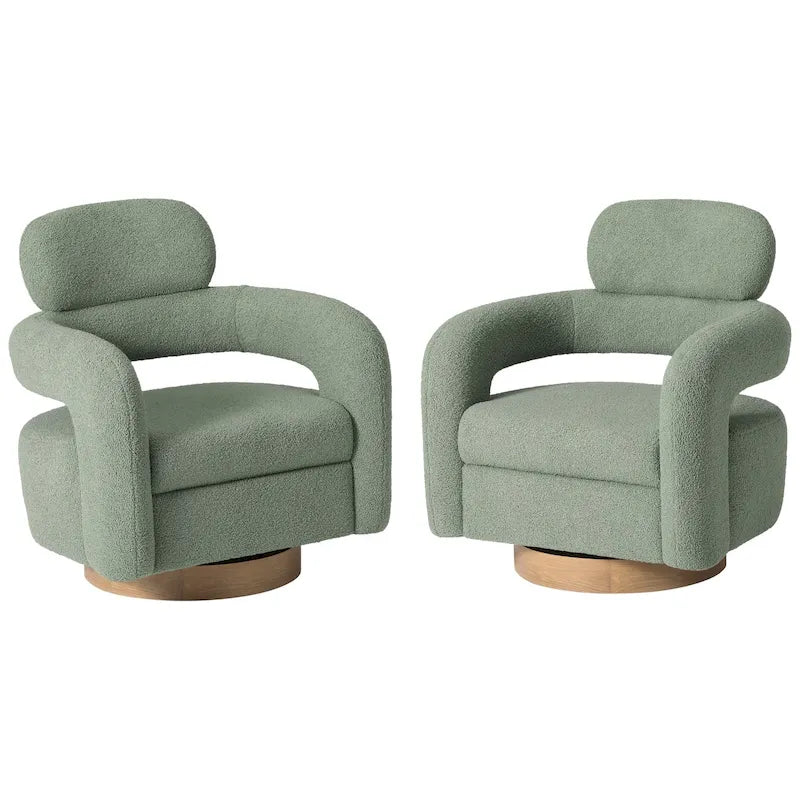 Sherpa Swivel Barrel Chair, Set of 2