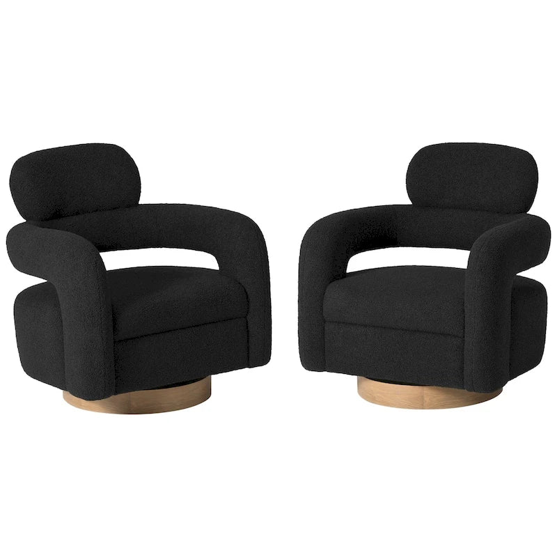 Sherpa Swivel Barrel Chair, Set of 2