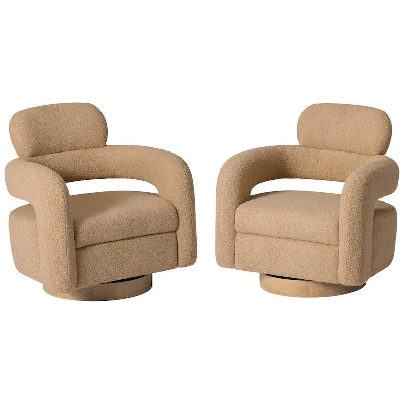 Sherpa Swivel Barrel Chair, Set of 2