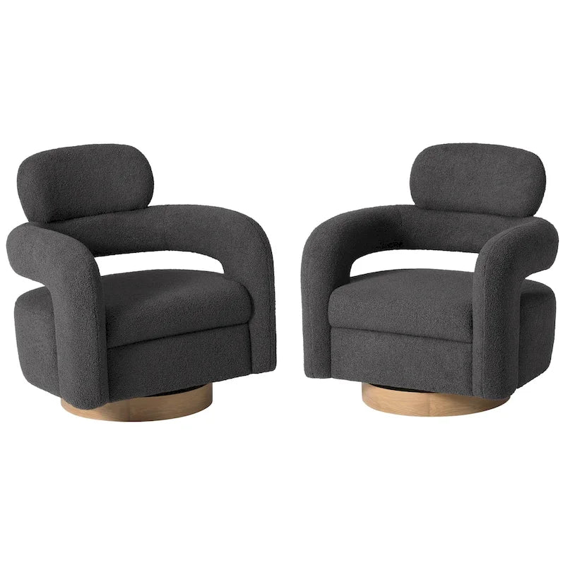 Sherpa Swivel Barrel Chair, Set of 2