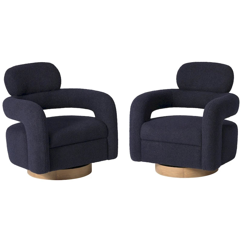 Sherpa Swivel Barrel Chair, Set of 2
