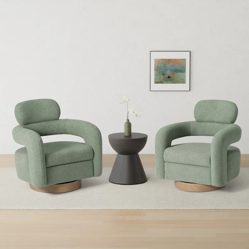 Sherpa Swivel Barrel Chair, Set of 2