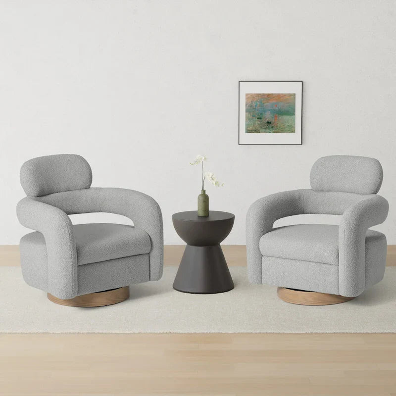 Sherpa Swivel Barrel Chair, Set of 2