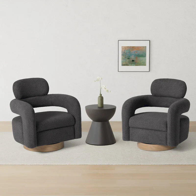 Sherpa Swivel Barrel Chair, Set of 2