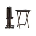 4-Piece Folding Tray Table Set with Storage Stand – Gray