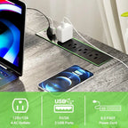 L-Shaped Computer Desk with Power Outlets, RGB LED, and Monitor Stand