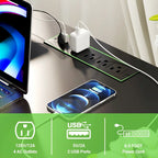 L-Shaped Computer Desk with Power Outlets, RGB LED, and Monitor Stand