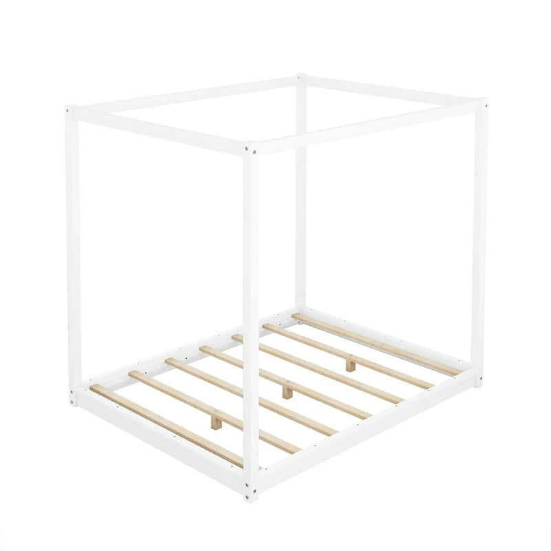 Low Canopy Platform Bed in Pine Wood and MDF – Queen/King
