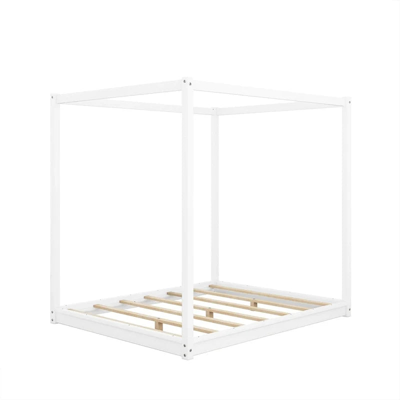 Low Canopy Platform Bed in Pine Wood and MDF – Queen/King