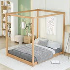 Low Canopy Platform Bed in Pine Wood and MDF – Queen/King