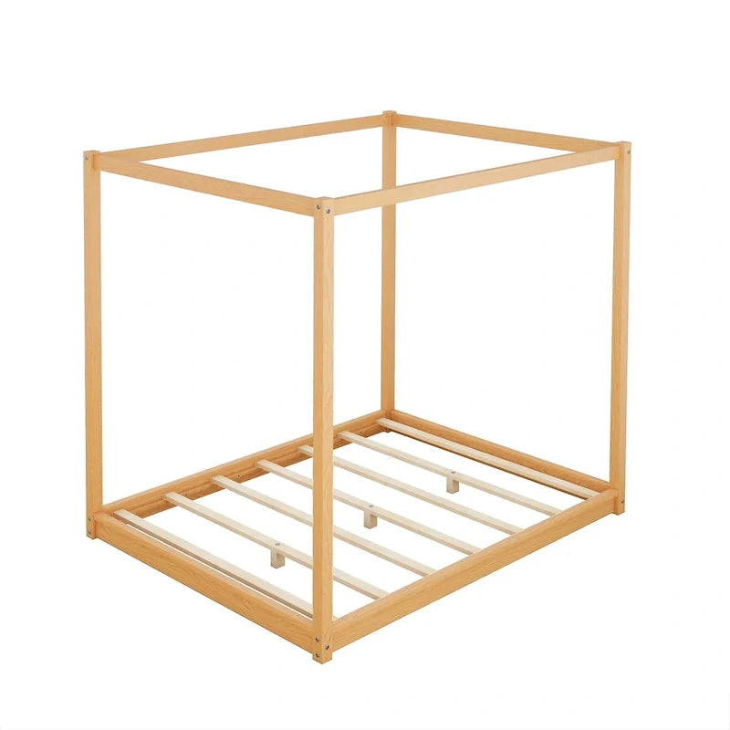 Low Canopy Platform Bed in Pine Wood and MDF – Queen/King