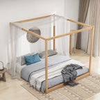 Low Canopy Platform Bed in Pine Wood and MDF – Queen/King