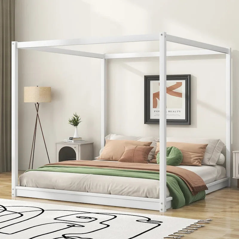 Low Canopy Platform Bed in Pine Wood and MDF – Queen/King