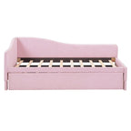 Twin Size L-Shaped Upholstered Daybed with Pop-Up Trundle – Pink