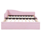 Twin Size L-Shaped Upholstered Daybed with Pop-Up Trundle – Pink