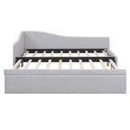 Twin Size L-Shaped Upholstered Daybed with Pop-Up Trundle – Pink