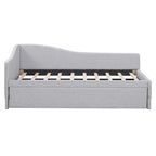 Twin Size L-Shaped Upholstered Daybed with Pop-Up Trundle – Pink
