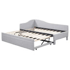Twin Size L-Shaped Upholstered Daybed with Pop-Up Trundle – Pink
