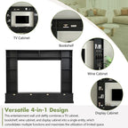 104.2 Wall Unit with TV Stand, Bookshelves, and Cabinets – Black