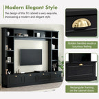 104.2 Wall Unit with TV Stand, Bookshelves, and Cabinets – Black