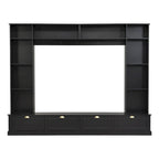 104.2 Wall Unit with TV Stand, Bookshelves, and Cabinets – Black