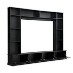 104.2 Wall Unit with TV Stand, Bookshelves, and Cabinets – Black