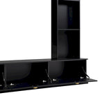 104.2 Wall Unit with TV Stand, Bookshelves, and Cabinets – Black