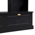 104.2 Wall Unit with TV Stand, Bookshelves, and Cabinets – Black