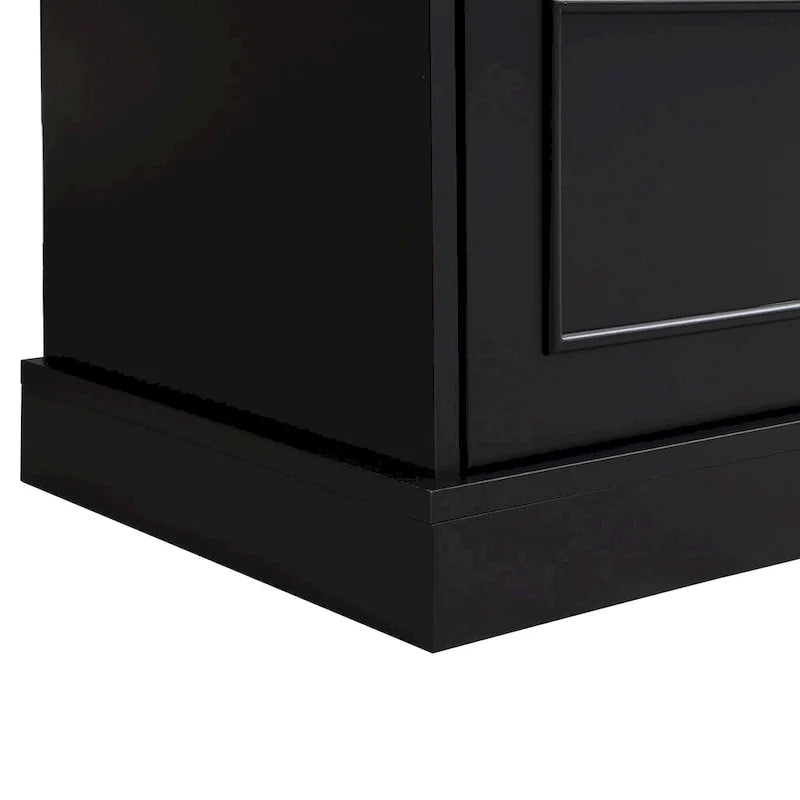 104.2 Wall Unit with TV Stand, Bookshelves, and Cabinets – Black