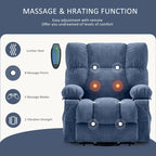 Power Lift Recliner with Heat, Massage, USB Charging – Blue