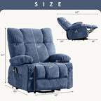 Power Lift Recliner with Heat, Massage, USB Charging – Blue