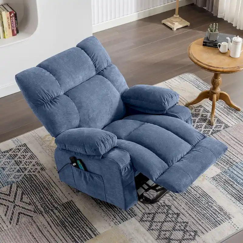 Power Lift Recliner with Heat, Massage, USB Charging – Blue