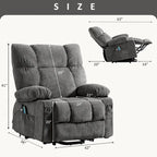 Power Lift Recliner with Heat, Massage, USB Charging – Blue