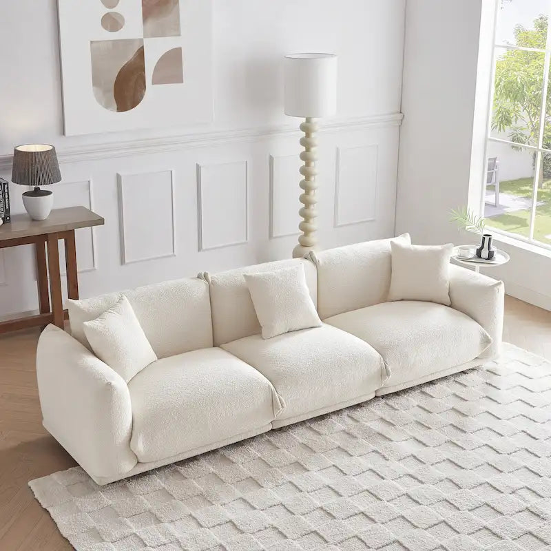 111 Oversized 3-Seater Sofa with Metal Legs – Black Sherpa